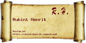 Rubint Henrik névjegykártya